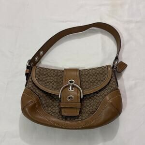 Coach Signature Shoulder Bag Canvas Leather SoHo Bag Brown Logo Y2k Collection